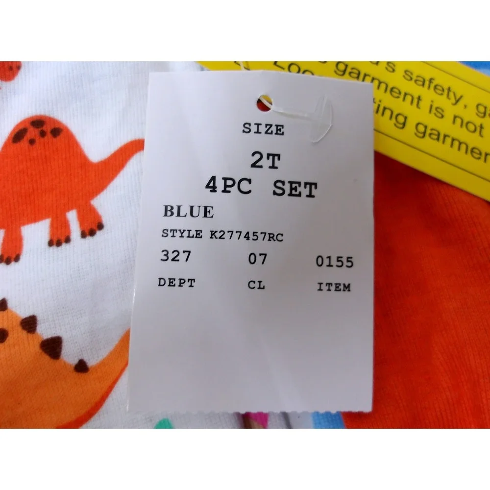 Carter's Toddler Boy 4‎ Piece Dinosaur Pajama Set Blue 2T  / #26595